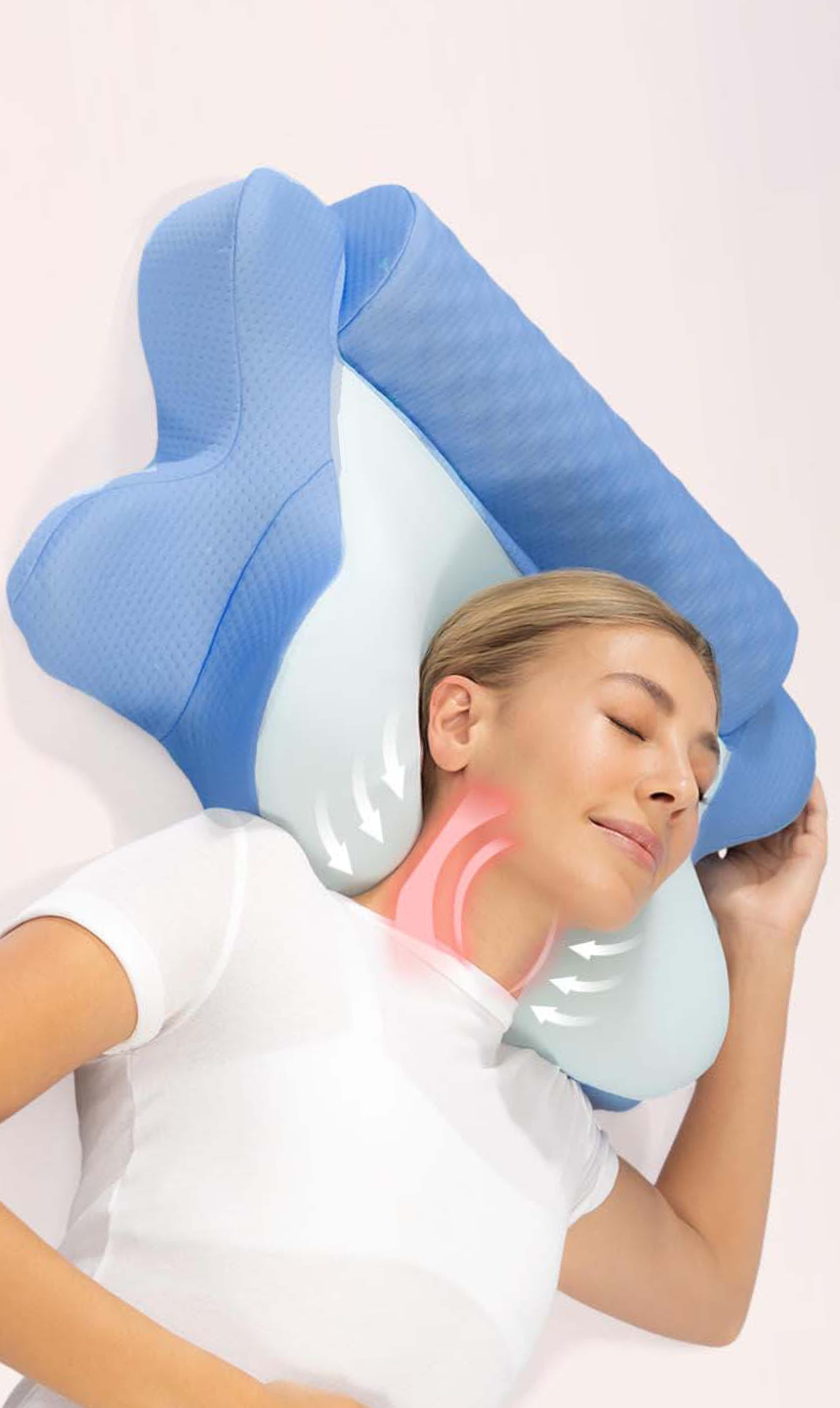 customer using Melara Pro ergonomic pillow